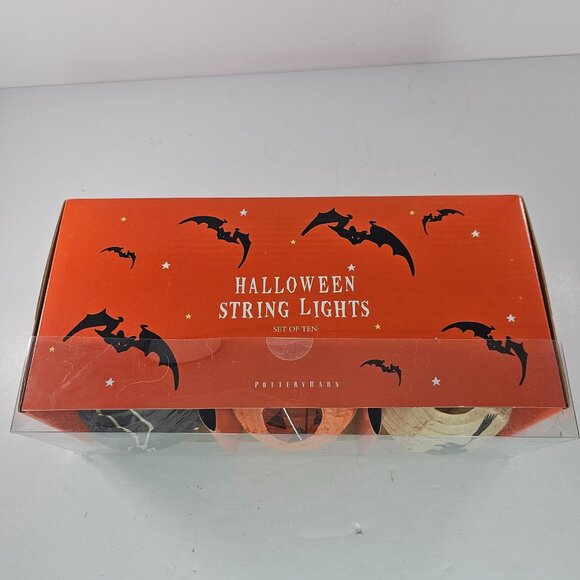 Pottery Barn Halloween String Lights Set Of 10 Witch Pumpkin & Skeleton Lanterns - Picture 2 of 9